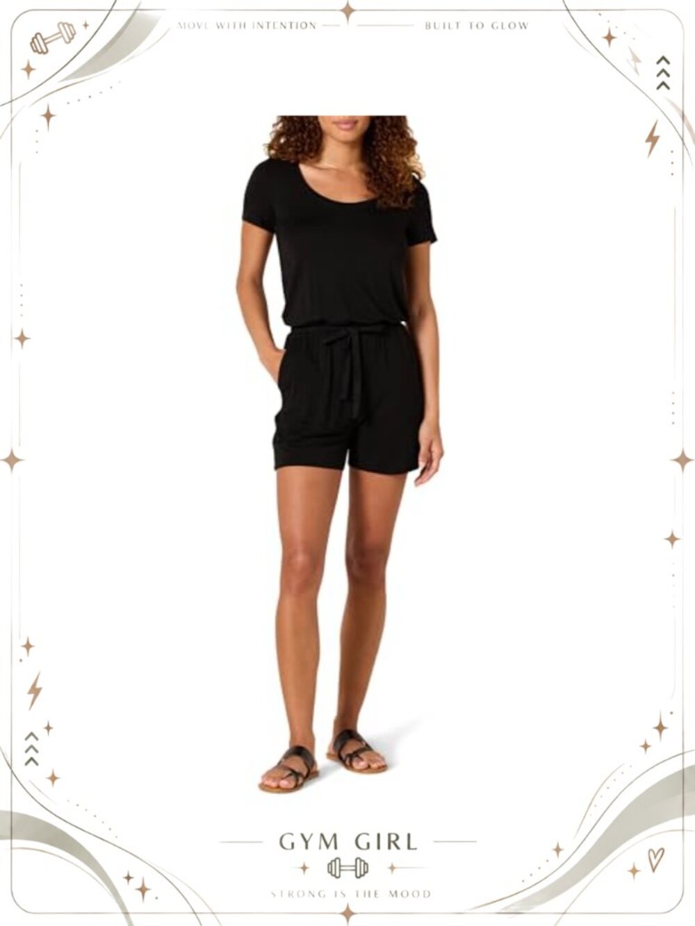 Women's Short-Sleeve Scoop Neck Romper Drawcord Waist Lounge